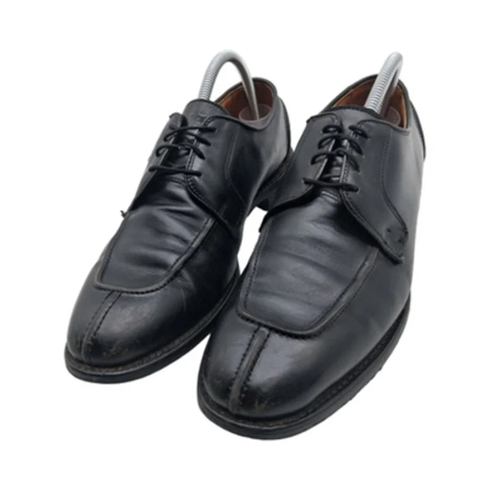 Allen Edmonds Hancock Shoes Mens Size 9 Black Leather Apron Toe Derby Made USA